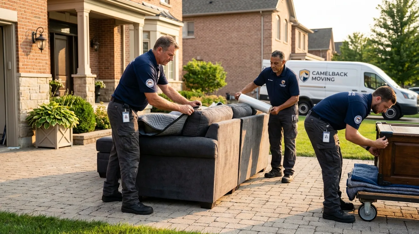 Large estate moving crew wrapping furniture in Plymouth, PA