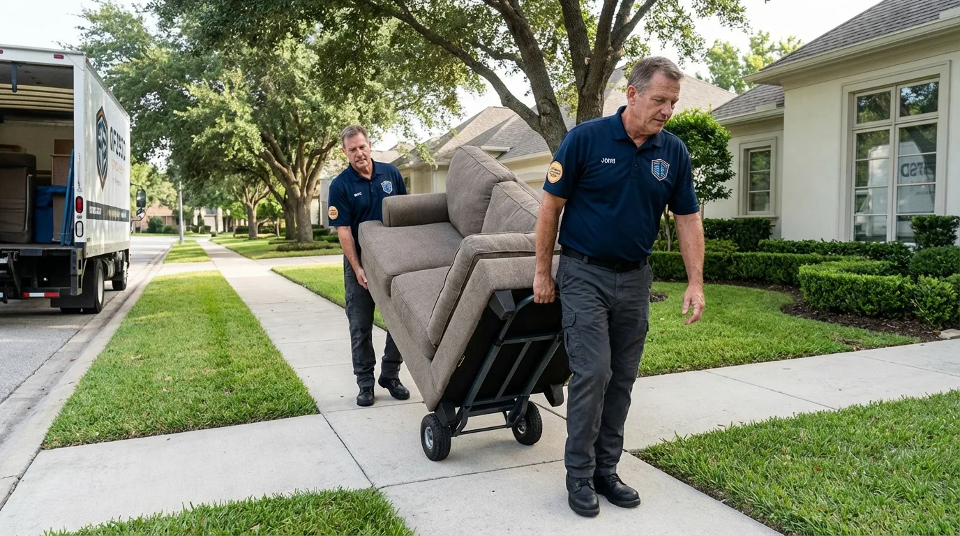 Local residential moving crew loading furniture in Plymouth, PA